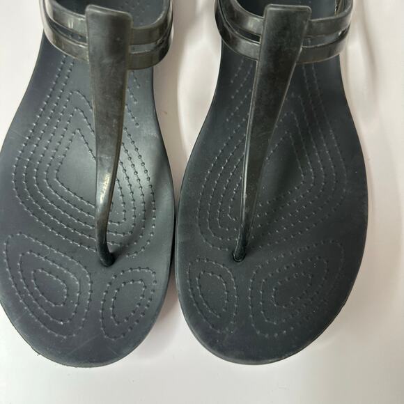 Crocs Isabella t-strap jelly comfort sandal in black women's size 10 - Picture 7 of 13